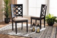 Baxton Studio Ramiro Modern and Contemporary Sand Fabric Upholstered and Dark Brown Finished Wood 2-Piece Dining Chair Set