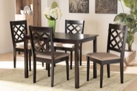 Baxton Studio Ramiro Modern and Contemporary Sand Fabric Upholstered and Dark Brown Finished Wood 5-Piece Dining Set