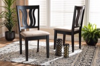 Baxton Studio Fenton Modern and Contemporary Sand Fabric Upholstered and Dark Brown Finished Wood 2-Piece Dining Chair Set