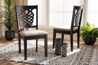 Baxton Studio Gervais Modern and Contemporary Sand Fabric Upholstered and Dark Brown Finished Wood 2-Piece Dining Chair Set