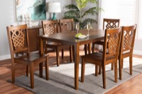 Baxton Studio Luisa Modern and Contemporary Transitional Walnut Brown Finished Wood 7-Piece Dining Set