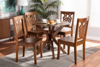 Baxton Studio Liese Modern and Contemporary Transitional Walnut Brown Finished Wood 5-Piece Dining Set