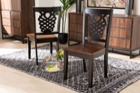 Baxton Studio Gervais Modern and Contemporary Transitional Two-Tone Dark Brown and Walnut Brown Finished Wood 2-Piece Dining Chair Set