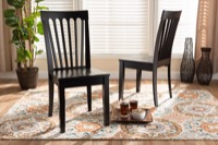 Baxton Studio Minette Modern and Contemporary Transitional Dark Brown Finished Wood 2-Piece Dining Chair Set