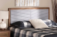 Baxton Studio Iden Modern and Contemporary Light Grey Fabric Upholstered and Walnut Brown Finished Wood King Size Headboard