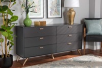 Baxton Studio Kelson Modern and Contemporary Dark Grey and Gold Finished Wood 6-Drawer Dresser