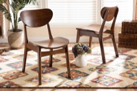 Baxton Studio Katya Mid-Century Modern Walnut Brown Finished Wood 2-Piece Dining Chair Set
