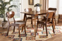 Baxton Studio Katya Mid-Century Modern Walnut Brown Finished Wood 5-Piece Dining Set