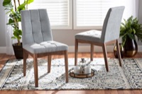 Baxton Studio Tara Mid-Century Modern Transitional Light Grey Fabric Upholstered and Walnut Brown Finished Wood 2-Piece Dining Chair Set