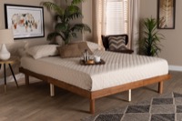 Baxton Studio Winston Mid-Century Modern Walnut Brown Finished Wood Queen Size Platform Bed frame