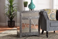 Baxton Studio Wycliff Industrial Glam and Luxe Silver Finished Metal and Mirrored Glass 1-Drawer Sideboard Buffet