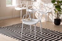 Baxton Studio Landry Modern and Contemporary White Finished Polypropylene Plastic 4-Piece Stackable Dining Chair Set