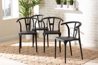 Baxton Studio Warner Modern and Contemporary Black Plastic 4-Piece Dining Chair Set