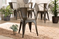 Baxton Studio Ryland Modern Industrial Brown Finished Metal 4-Piece Dining Chair Set