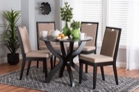 Baxton Studio Rika Modern Sand Fabric and Dark Brown Finished Wood 5-Piece Dining Set
