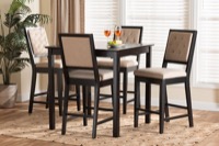 Baxton Studio Gideon Modern and Contemporary Sand Fabric Upholstered and Dark Brown Finished Wood 5-Piece Pub Set