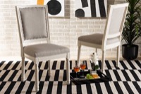 Baxton Studio Louane Traditional French Inspired Grey Fabric Upholstered and White Finished Wood 2-Piece Dining Chair Set