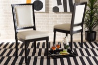 Baxton Studio Louane Traditional French Inspired Beige Faux Leather Upholstered and Black Finished Wood 2-Piece Dining Chair Set