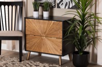 Baxton Studio Richardson Mid-Century Transitional Two-Tone Black and Natural Brown Finished Wood 2-Drawer Storage Cabinet