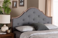 Baxton Studio Camila Classic and Traditional Grey Fabric and Walnut Brown Finished Wood King Size Headboard