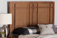 Baxton Studio Katrice Mid-Century Modern Ash Walnut Finished Wood King Size Headboard with Rattan