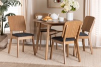 Baxton Studio Denmark Mid-Century Modern Dark Grey Fabric and French Oak Brown Finished Rubberwood 2-Piece Dining Chair Set