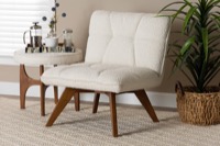 Baxton Studio Darielle Japandi Cream Boucle Fabric and Walnut Brown Finished Rubberwood Accent Chair