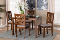 Baxton Studio Olympia Modern Grey Fabric and Walnut Brown Finished Wood 5-Piece Dining Set