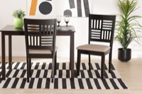 Baxton Studio Deanna Modern Beige Fabric and Dark Brown Finished Wood 2-Piece Dining Chair Set