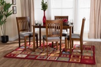 Baxton Studio Genesis Modern Grey Fabric and Walnut Brown Finished Wood 5-Piece Dining Set
