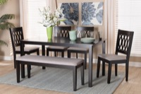 Baxton Studio Florencia Modern Grey Fabric and Espresso Brown Finished Wood 6-Piece Dining Set
