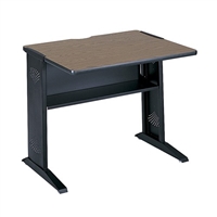 Steel Base Desk - 36"W, Mahogany / Medium Oak (reversible top), Black (legs)