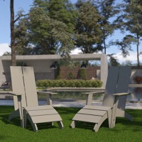 Sawyer - Set of 2 modern Indoor/Outdoor Adirondack Chairs and Matching Footrests - Gray