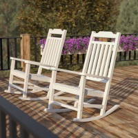 Winston - Set of 2 White Faux Wood Rocking Chairs - White