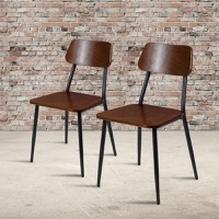 Lincoln - Set of 2 Commercial Industrial Style Dining Chairs - Mahogany