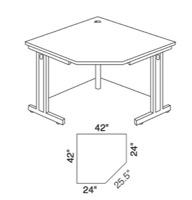 Safco Communication Station - Worktable - 42"W x 24"D Corner