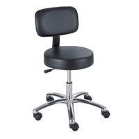 Lab Stool with Back, Pneumatic Lift, Black