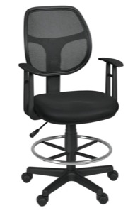 Regency Office Chair - Carter Swivel Stool with Arms - Black