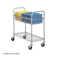Safco Wire Mail Cart, 36"W, Gray