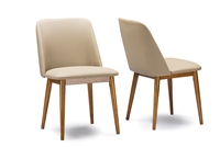 Baxton Studio Lavin Mid-Century "Walnut" Light Brown/Beige Faux Leather Dining Chair (Set of 2)