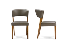 Baxton Studio Montreal Mid-Century Dark Walnut Wood Grey Faux Leather Dining Chairs (Set of 2)