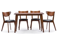 Baxton Studio Sumner Mid-Century Style "Walnut" Brown 5-Piece Dining Set