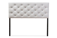 Baxton Studio Viviana Modern and Contemporary White Faux Leather Upholstered Button-tufted Queen Size Headboard