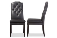 Baxton Studio Dylin Modern and Contemporary Black Faux Leather Button-Tufted Nail heads Trim Dining Chair (Set of 2)