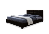 Baxton Studio Vivaldi Modern and Contemporary Dark Brown Faux Leather Padded Platform Base Queen Size Bed Frame