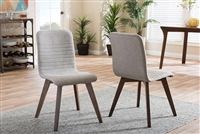 Baxton Studio Sugar Mid-century Retro Modern Scandinavian Style Light Grey Fabric Upholstered Walnut Wood Finishing Dining Chair (Set of 2)