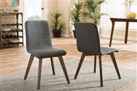Baxton Studio Sugar Mid-century Retro Modern Scandinavian Style Dark Grey Fabric Upholstered Walnut Wood Finishing Dining Chair (Set of 2)