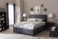 Baxton Studio Lea Modern and Contemporary Dark Grey Fabric Queen Size Storage Platform Bed