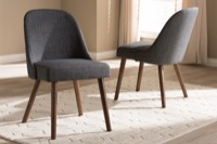 Baxton Studio Cody Mid-Century Modern Dark Grey Fabric Upholstered Walnut Finished Wood Dining Chair (Set of 2)