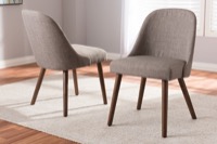 Baxton Studio Cody Mid-Century Modern Light Grey Fabric Upholstered Walnut Finished Wood Dining Chair (Set of 2)